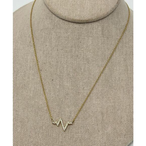 Gold Tone Heartbeat Necklace - Picture 4 of 7
